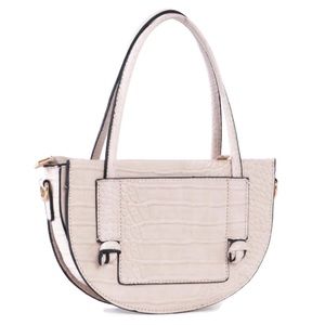 Pink Crescent Faux Alligator Skin Bag